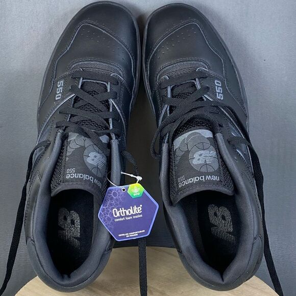 New Balance 550 Triple Black Sneaker shoe with Arch Support mens size 11 main image 6
